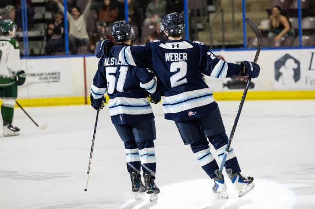 Penticton Vees' Brittan Alstead and Ethan Weber on game night