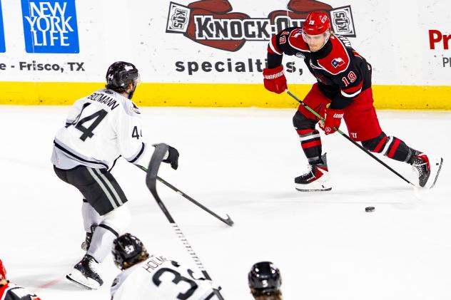 Allen Americans left wing Chase Maxwell with the puck