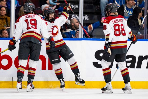 Ottawa Charge react following a goal against the Vancouver Goldeneyes