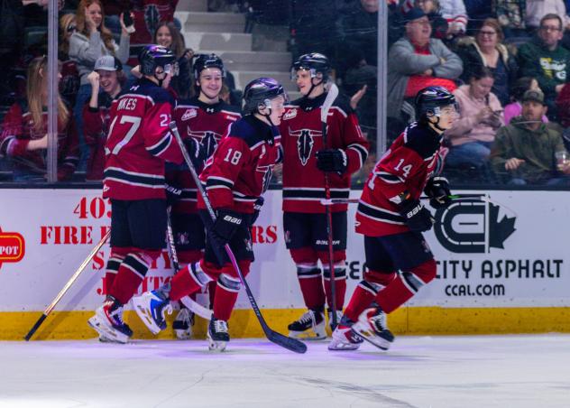 Red Deer Rebels exchange congratulations