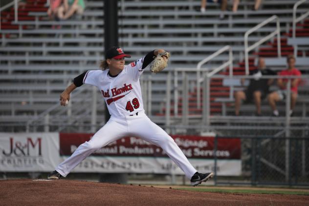 Pitcher Tanner Riley with the Fargo-Moorhead RedHawks