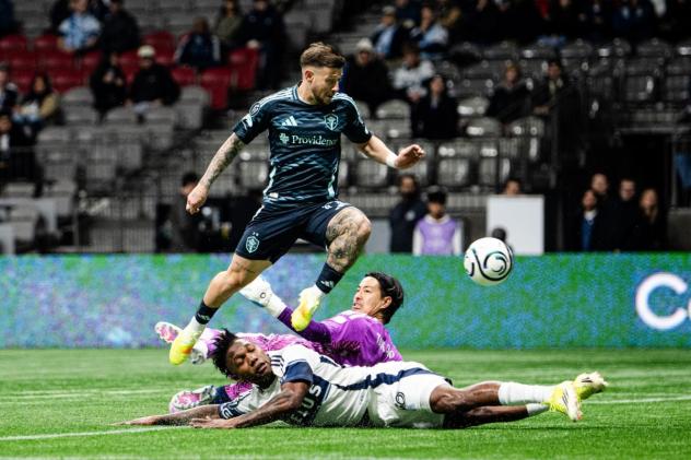 Seattle Sounders FC in action against Vancouver Whitecaps FC