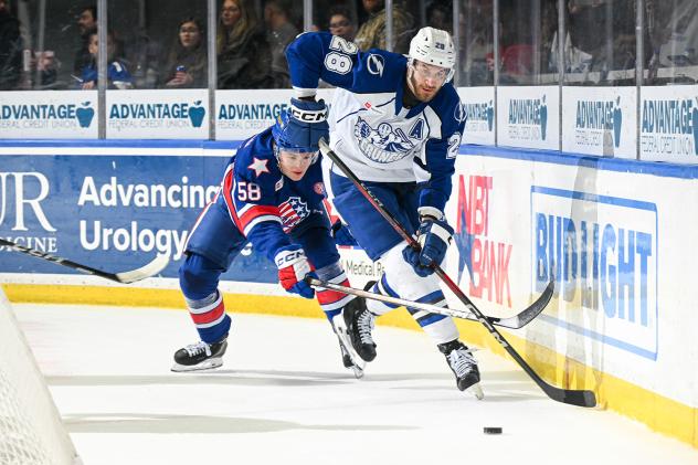 Syracuse Crunch defenseman Jarred Tinordi vs. the Rochester Americans