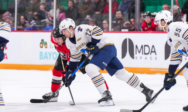 Springfield Thunderbirds forward Dylan Peterson vs. the Belleville Senators