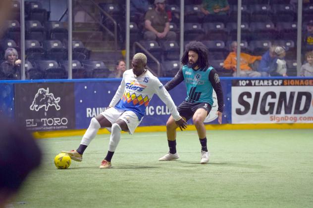 Tacoma Stars' Franck Tayou and St. Louis Ambush' Robert Williamson on game night