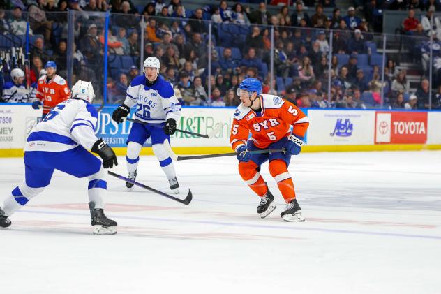 Syracuse Crunch defenseman Ian Mitchell vs. the Cleveland Monsters