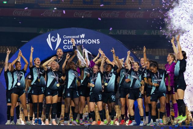 Gotham FC celebrate the 2025 Concacaf W Champions Cup victory