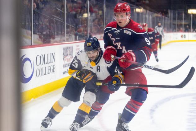 Allen Americans forward Danny Katic (right)