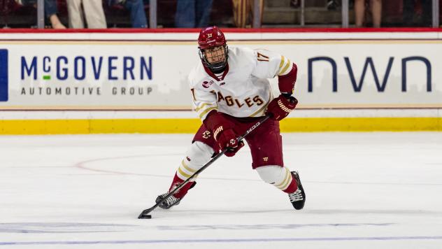Defenseman Aram Minnetian with Boston College