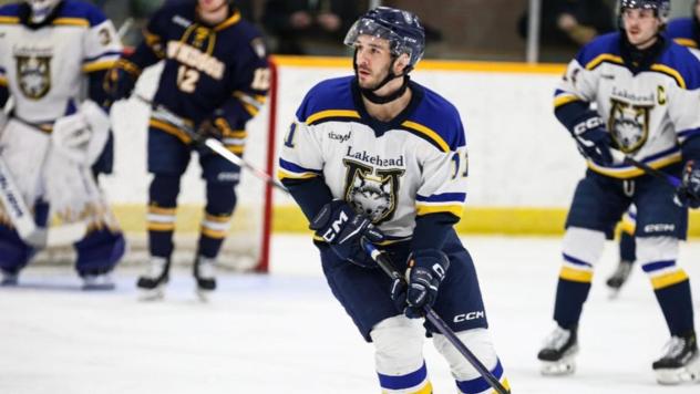 Forward Nick DeGrazia with Lakehead University