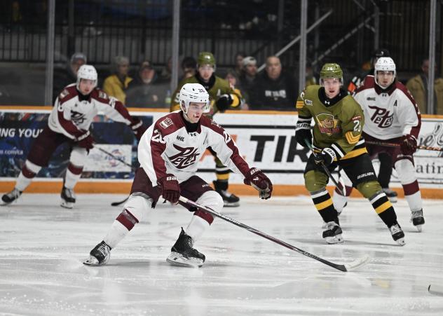 Peterborough Petes centre Aidan Young vs. the North Bay Battalion
