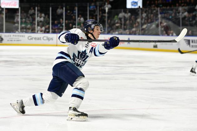 Penticton Vees unleash a shot vs. the Seattle Thunderbirds