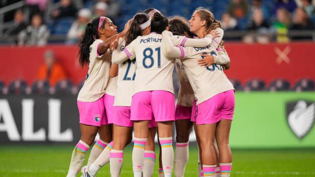 San Diego Wave FC celebratory huddle