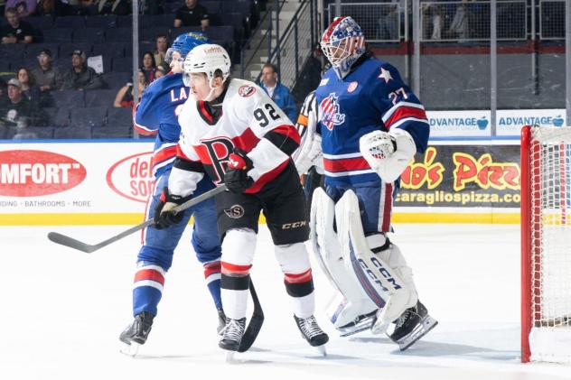 Belleville Senators right wing Graeme Clarke vs. the Rochester Americans