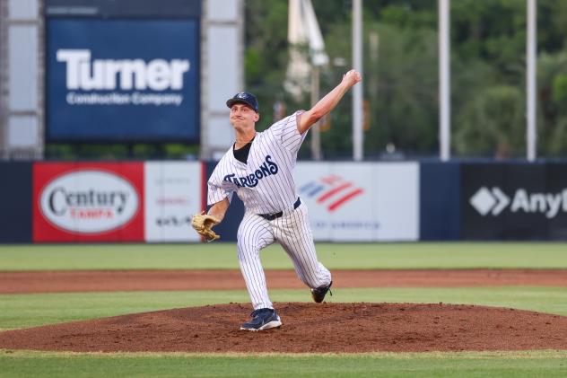 Tampa Tarpons' Justin West in action