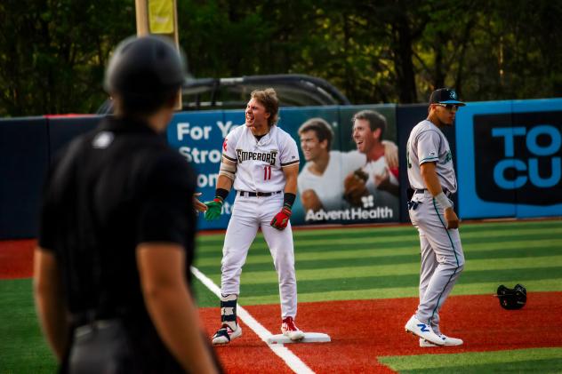 Rome Emperors outfielder Eric Hartman on third