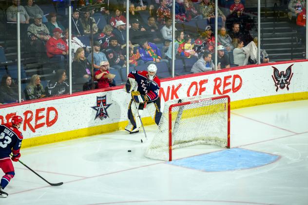Allen Americans goaltender Brett Mirwald collects the puck