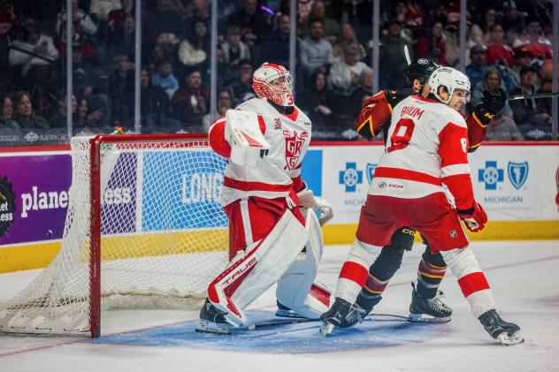 Grand Rapids Griffins' Trey Augustine and Shai Buium on game night