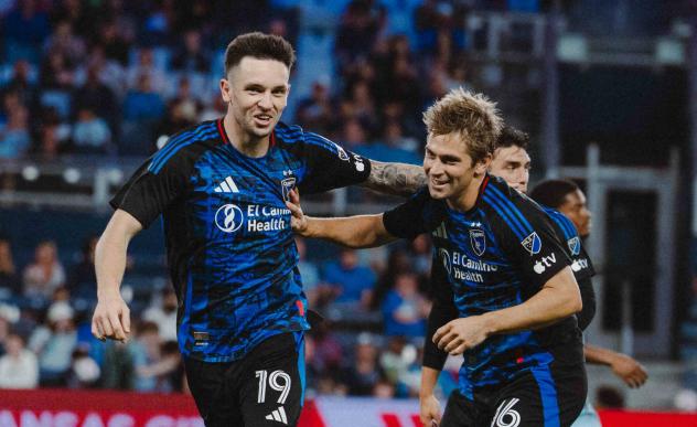 San Jose Earthquakes' Preston Judd and Jack Skahan on game night