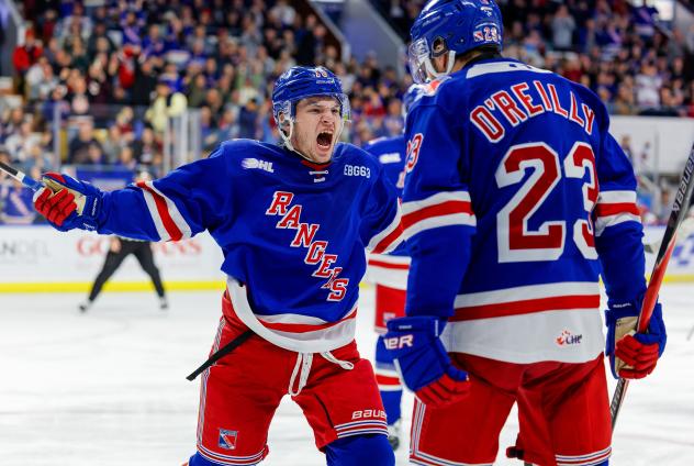 Kitchener Rangers left wing Dylan Edwards and centre Sam O'Reilly