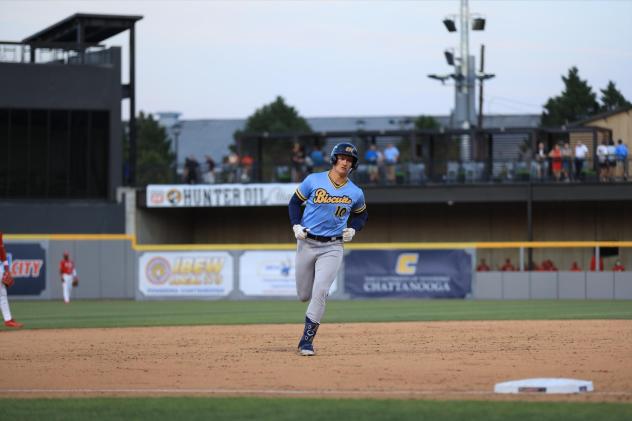 Montgomery Biscuits first baseman Will Simpson rounds the bases