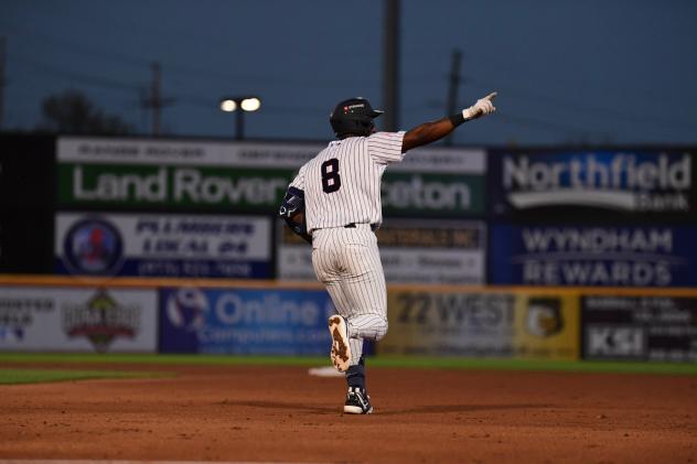 Marco Luciano of the Somerset Patriots rounds the bases