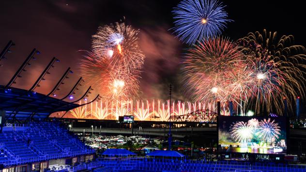 Fireworks over Lynn Family Stadium, home of Louisville City FC