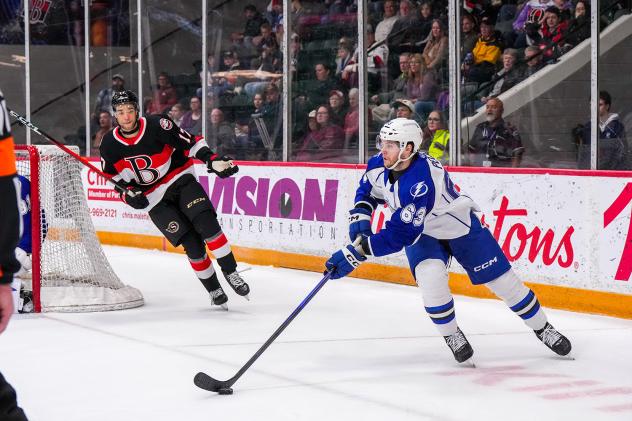 Syracuse Crunch forward Matthew Peca vs. the Belleville Senators