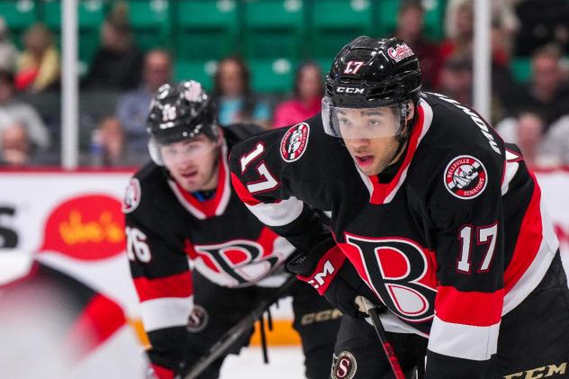 Belleville Senators' Tyler Boucher and Blake Montgomery