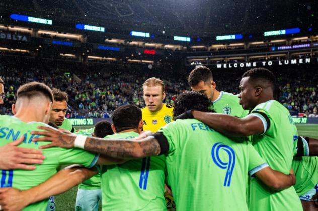Sounders FC huddle