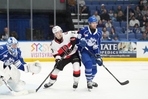 Belleville Senators right wing Xavier Bourgault vs. the Syracuse Crunch