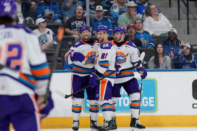 Orlando Solar Bears are all smiles after a goal
