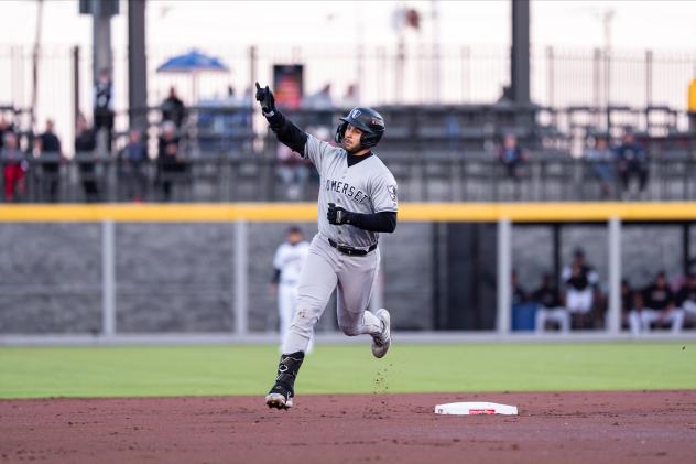 Coby Morales rounds the bases for the Somerset Patriots