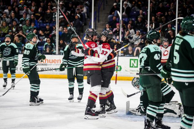 Ottawa Charge celebrates a goal against the Boston Fleet