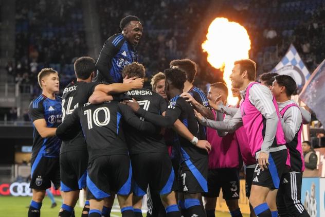 San Jose Earthquakes celebrate a goal against Austin FC