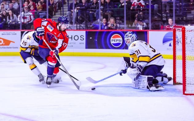 South Carolina Stingrays forward Simon Pinard eyes the goal