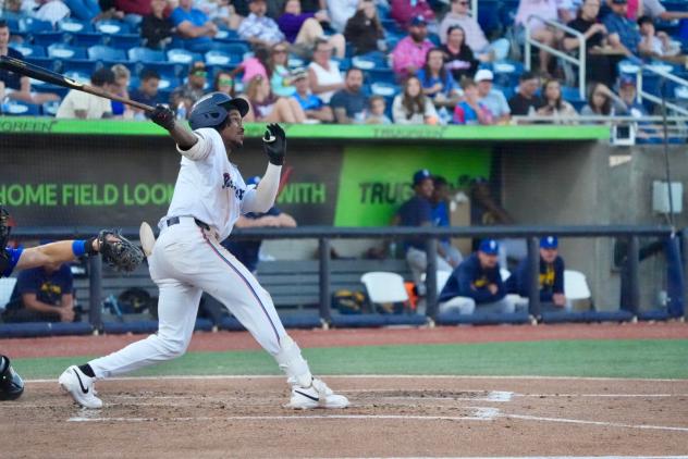 Ian Lewis Jr. of the Pensacola Blue Wahoos