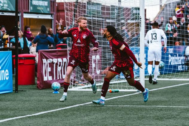 Detroit City FC celebrates a goal