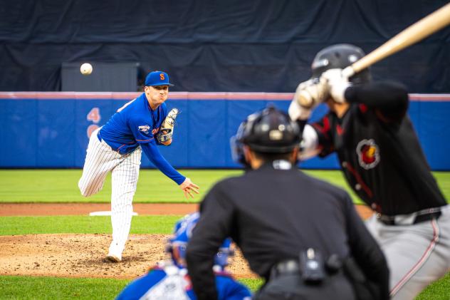 Syracuse Mets pitcher Jack Wenninger vs. the Rochester Red Wings