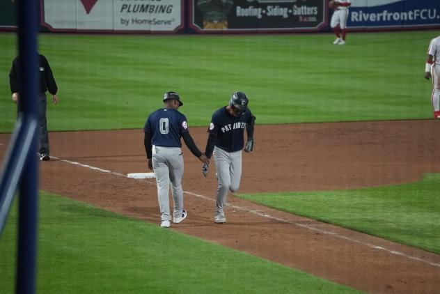 Somerset Patriots right fielder Garrett Martin rounds the bases