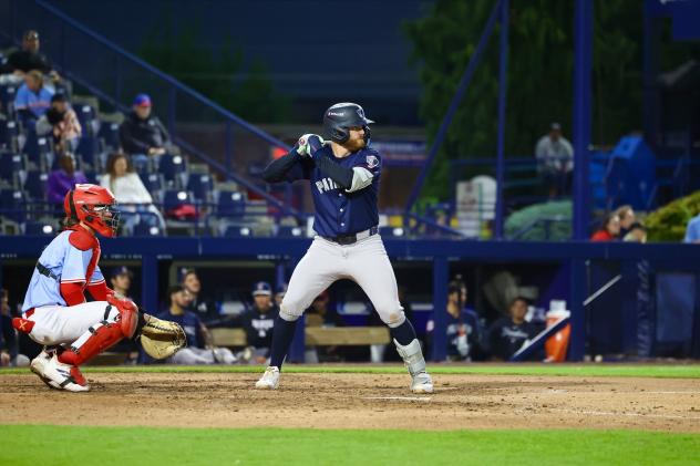 Tyler Hardman of the Somerset Patriots at bat