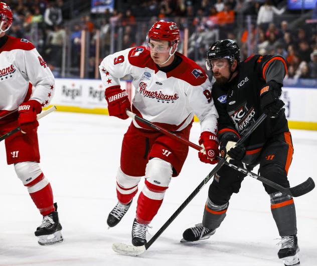 Danny Katic of the Allen Americans (center)