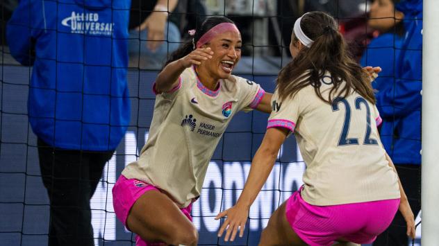 San Diego Wave FC's Kennedy Wesley and Lia Godfrey on game night