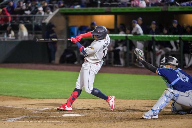 Tri-City Dust Devils outfielder Anthony Scull gets ahold of a pitch