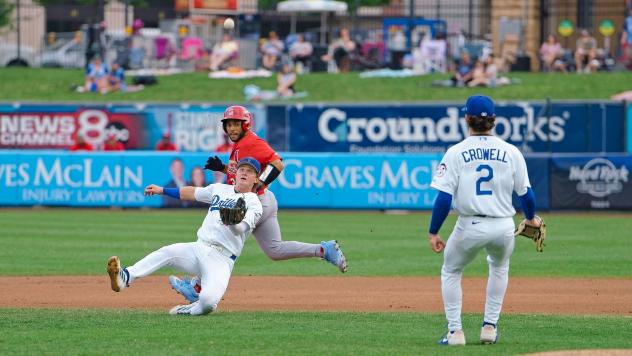 Sean McLain of the Tulsa Drillers makes the catch