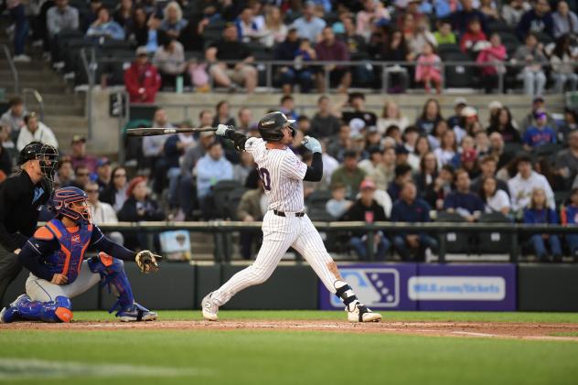 Garrett Martin at bat for the Somerset Patriots