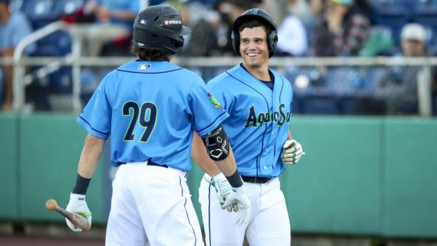 Luke Stevenson of the Everett AquaSox is all smiles