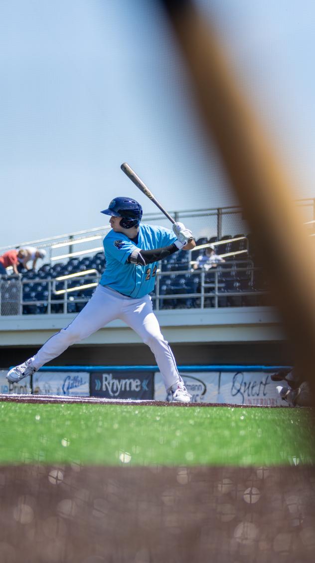 Luke Meyer at bat for the Fond du Lac Dock Spiders