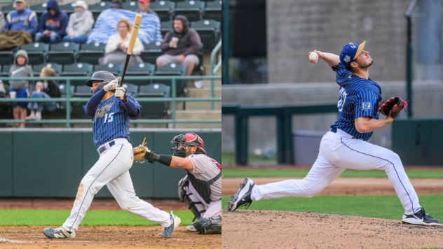 Tri-City Dust Devils' Jake Munroe and Francis Texido in action