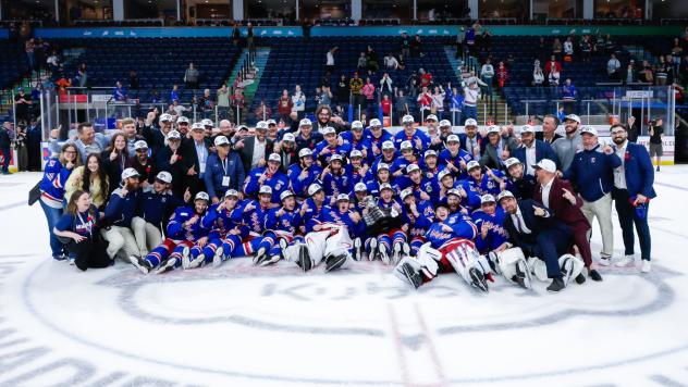 Kitchener Rangers celebrate their 2026 Memorial Cup win